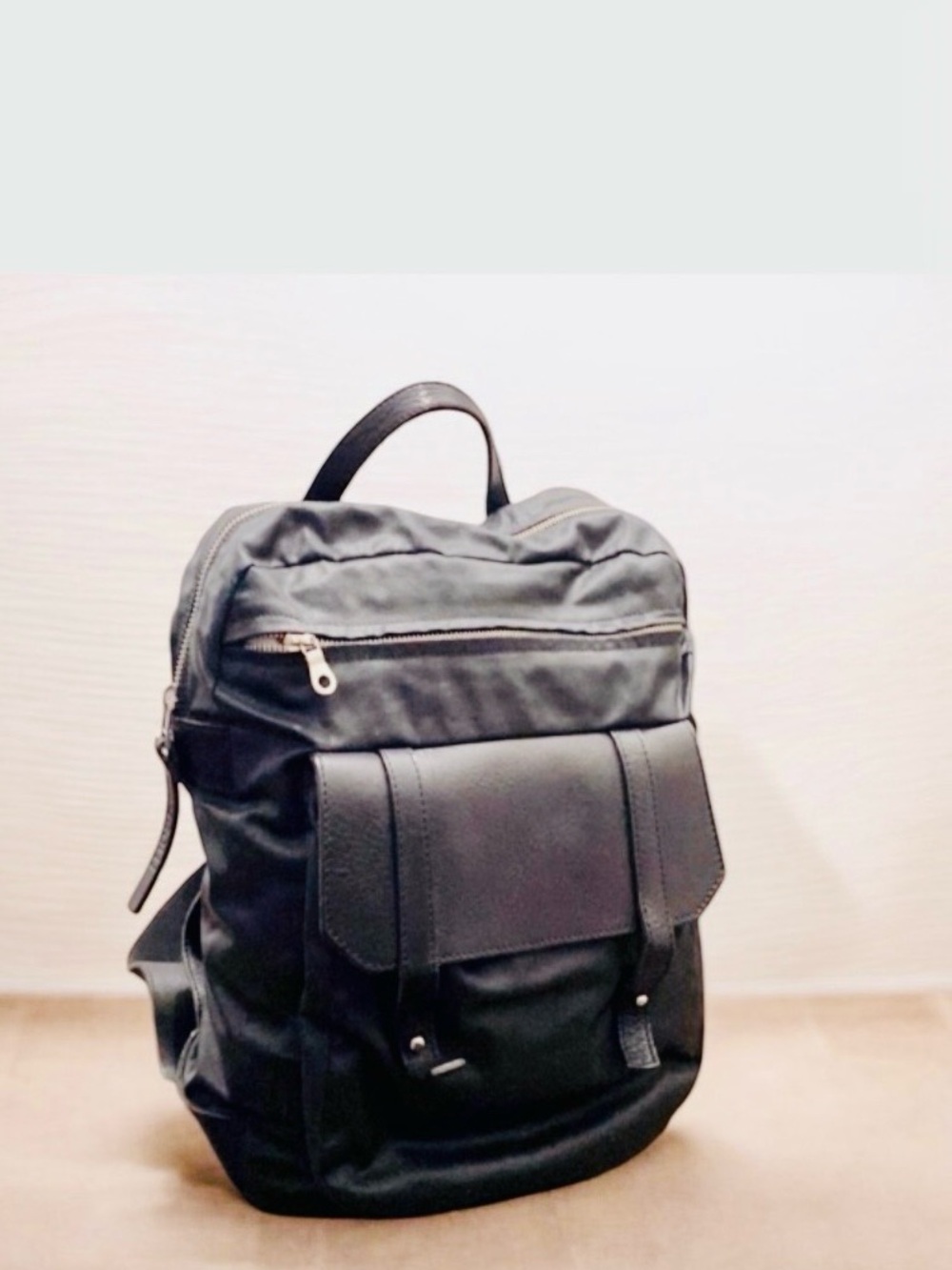 M0851 Black Canvas Leather Travel Unisex Backpack